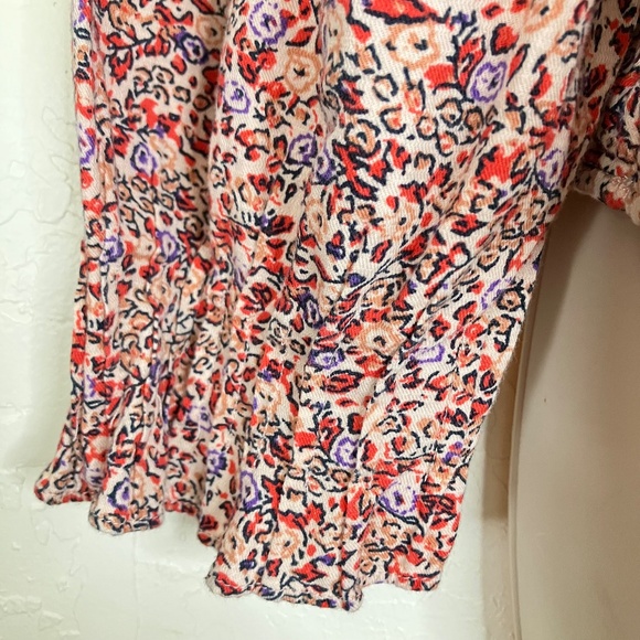 Universal Thread Ditsy Floral Peasant Red Pink Top Cotton Size XS - Picture 3 of 9